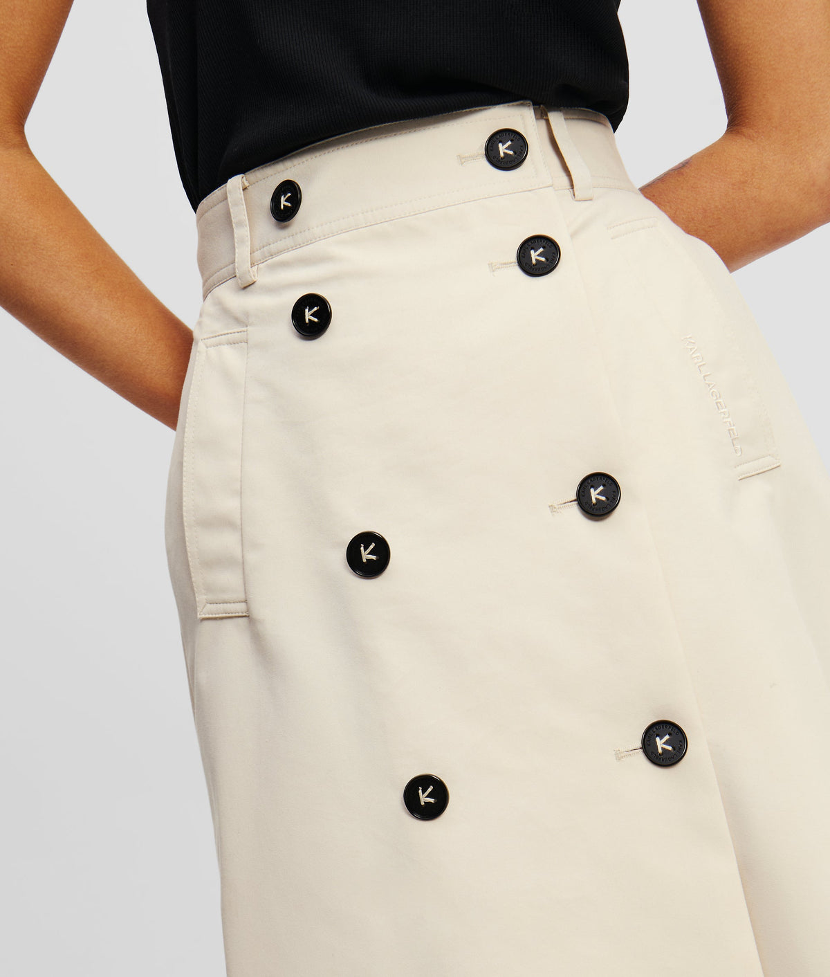 COTTON TWILL TRENCH SKIRT