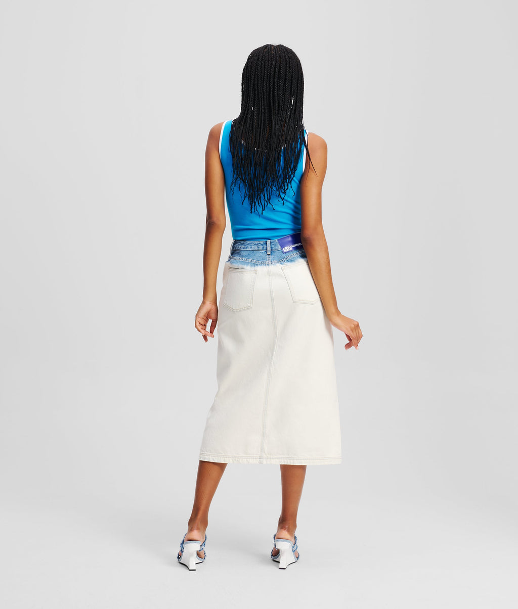 OMBRE DENIM MIDI SKIRT