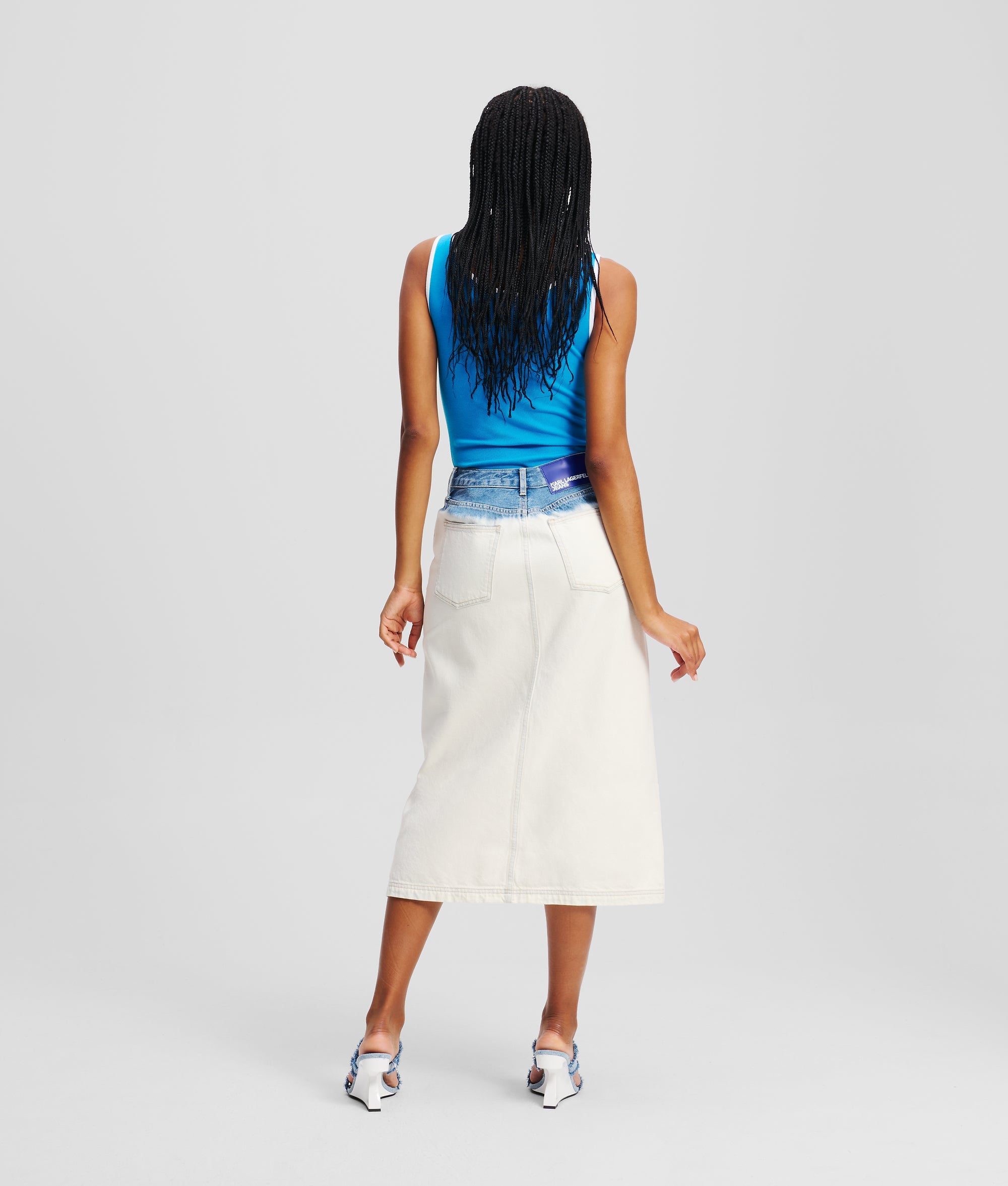 OMBRE DENIM MIDI SKIRT