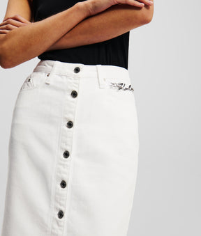 BUTTON-DOWN DENIM SKIRT