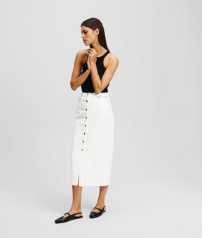 BUTTON-DOWN DENIM SKIRT