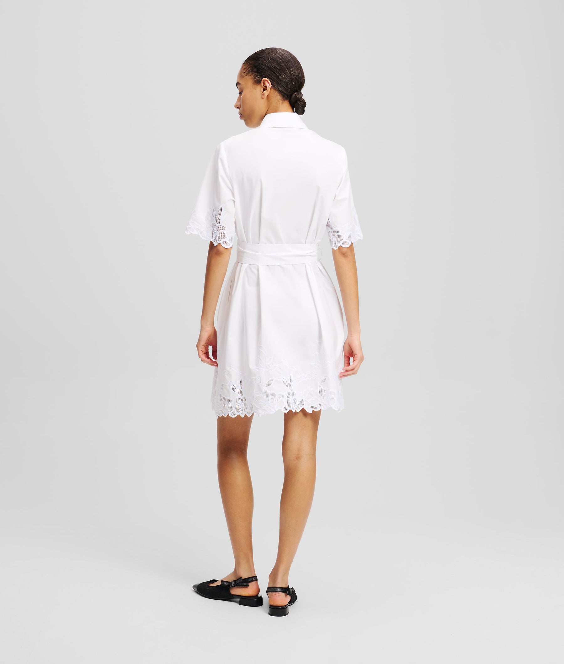 CUT-OUT EMBROIDERED SHIRT DRESS