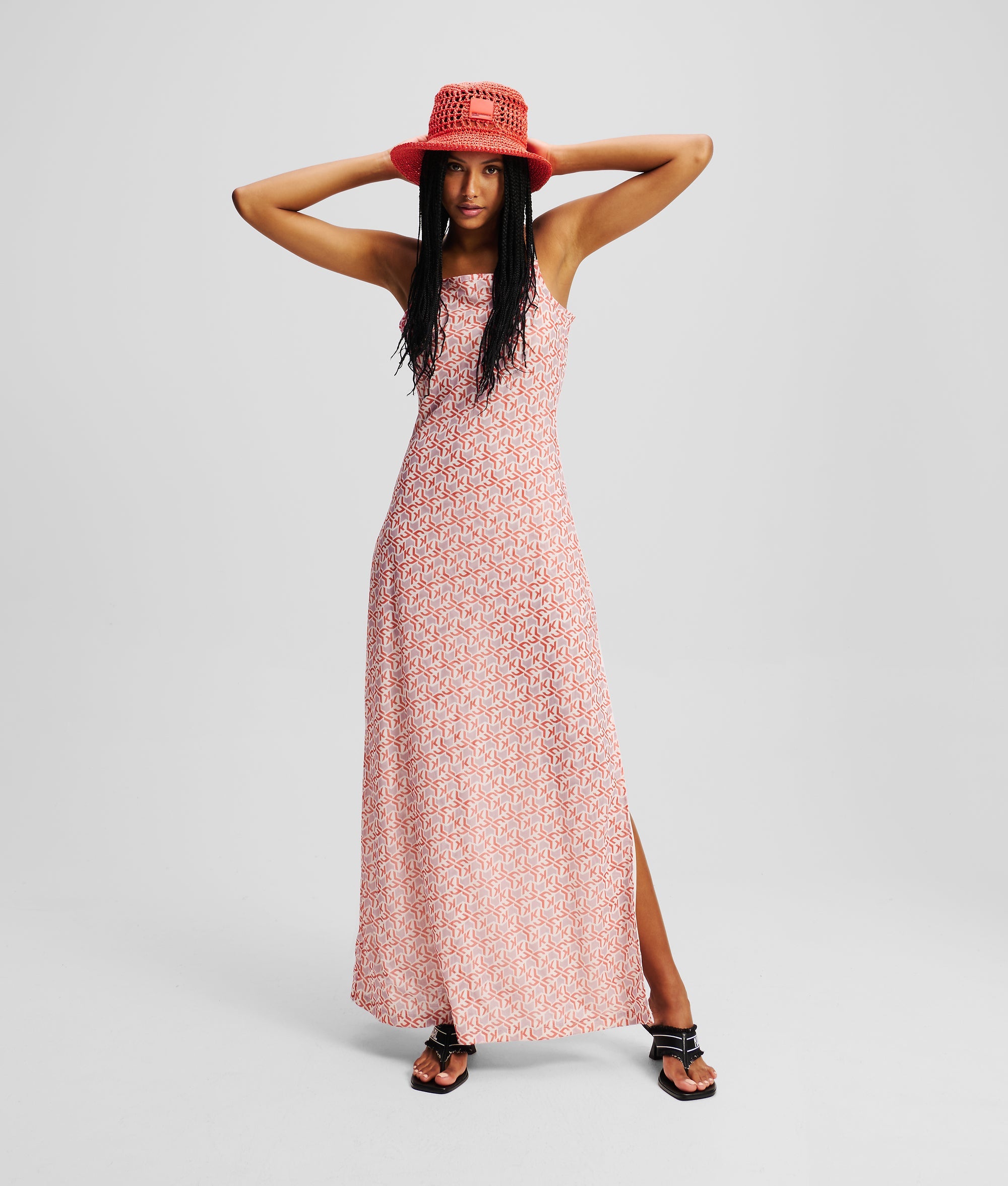 MONOGRAM MESH MAXI DRESS