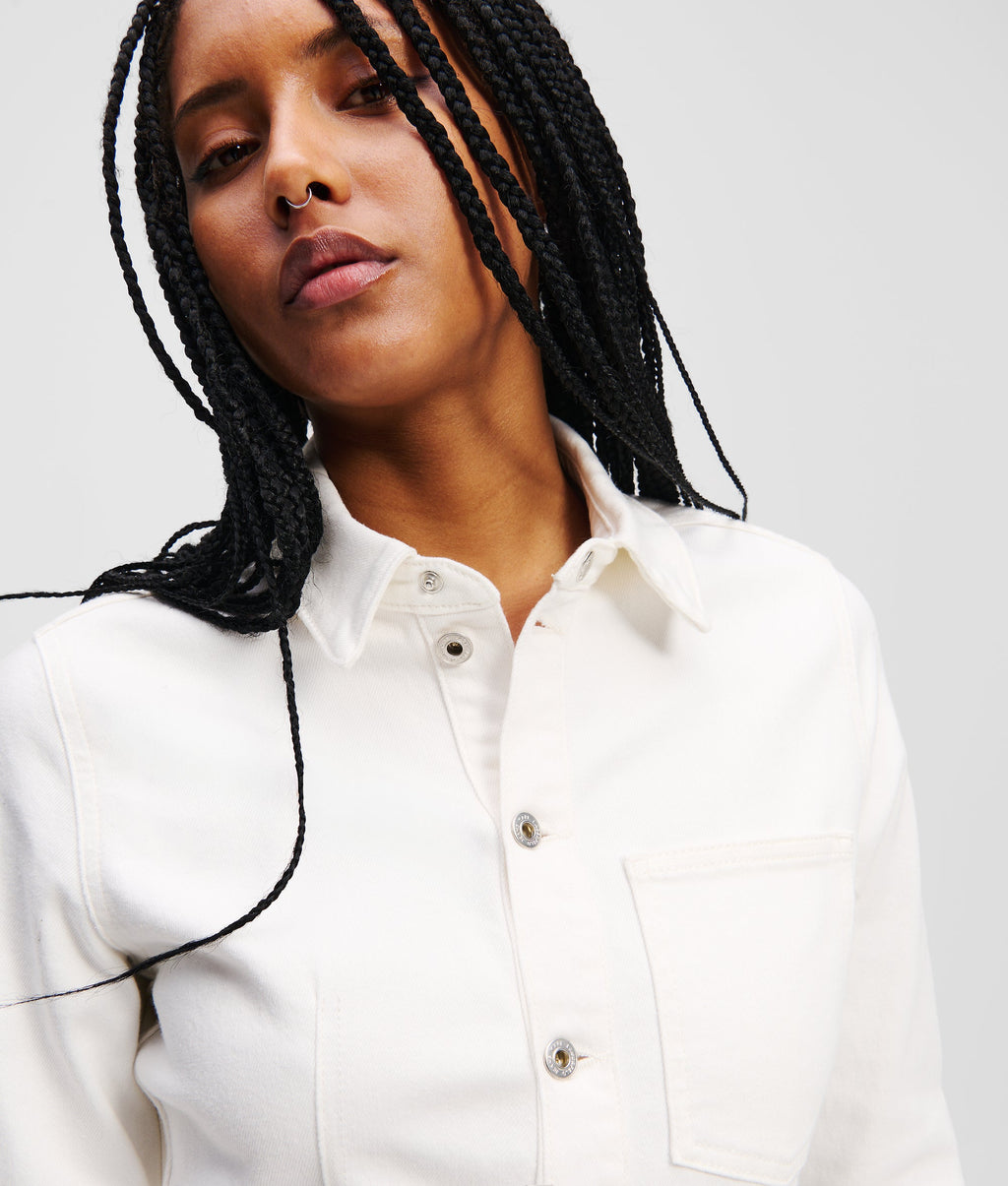 RUFFLED HEM JEANS DRESS