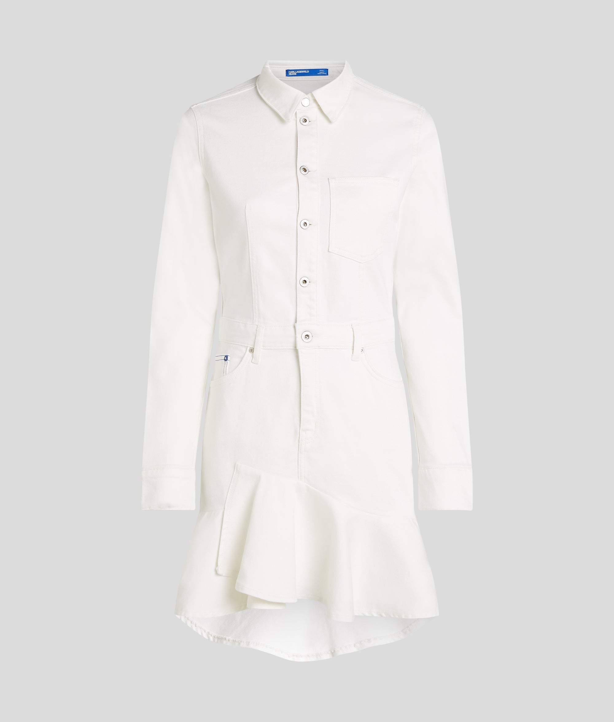 RUFFLED HEM JEANS DRESS