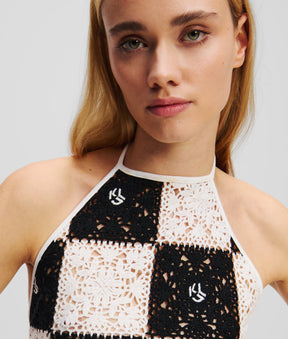 CROCHET HALTER-NECK TOP