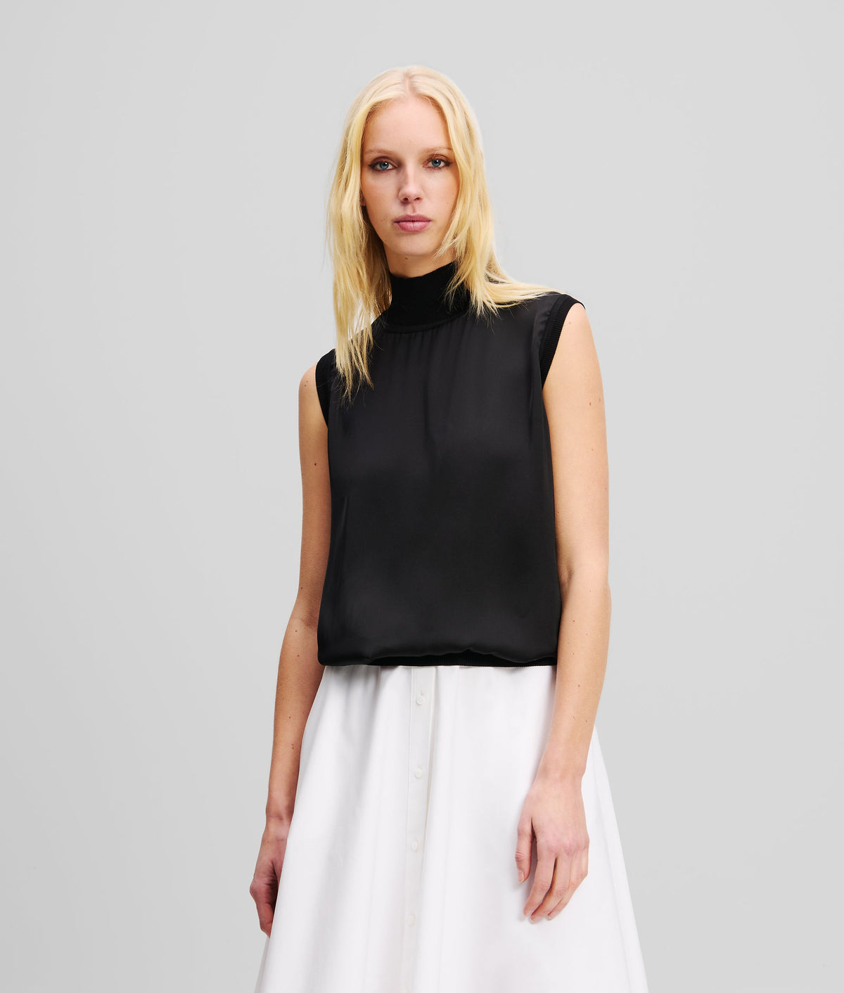SLEEVELESS SATIN TOP