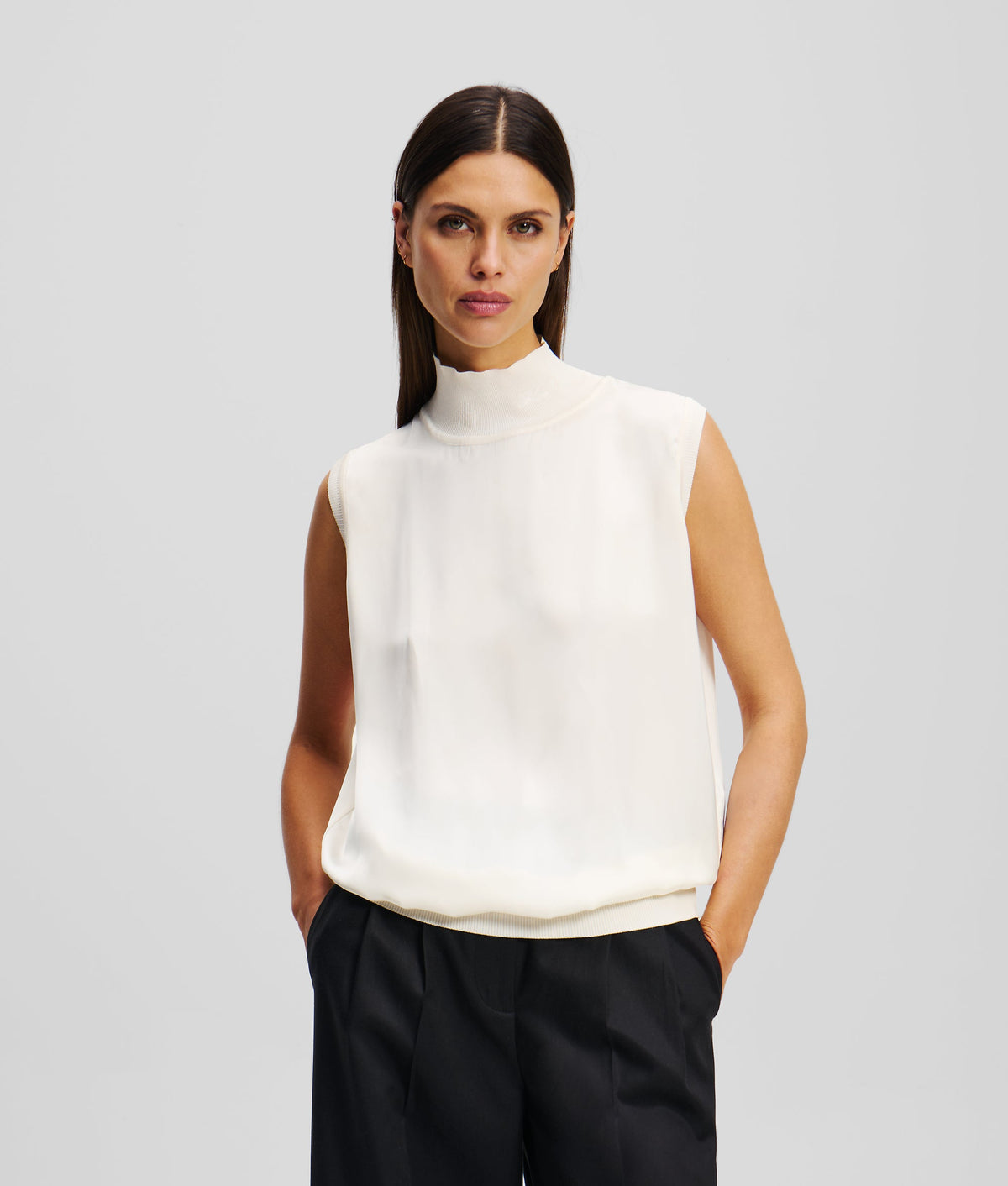 SLEEVELESS SATIN TOP