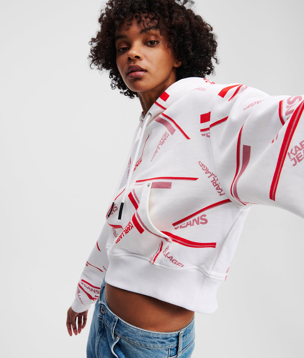 RELAXED CROPPED ALL-OVER-PRINT HOODIE
