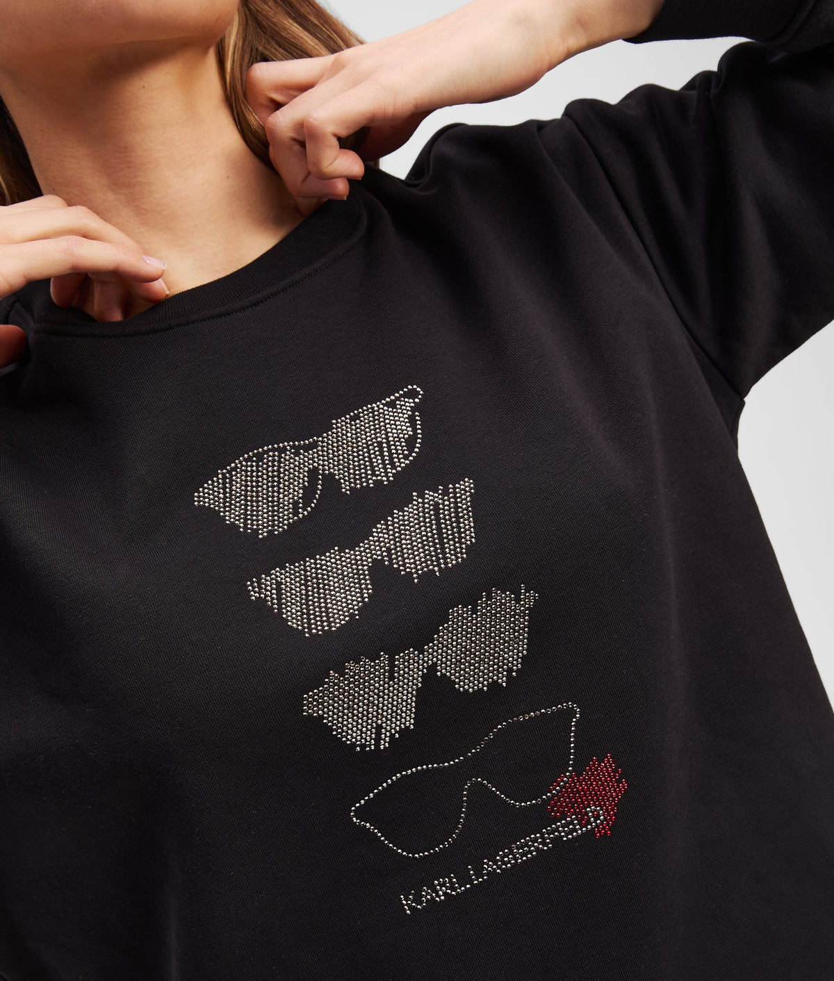 Rhinestone sunglasses sweatshirt