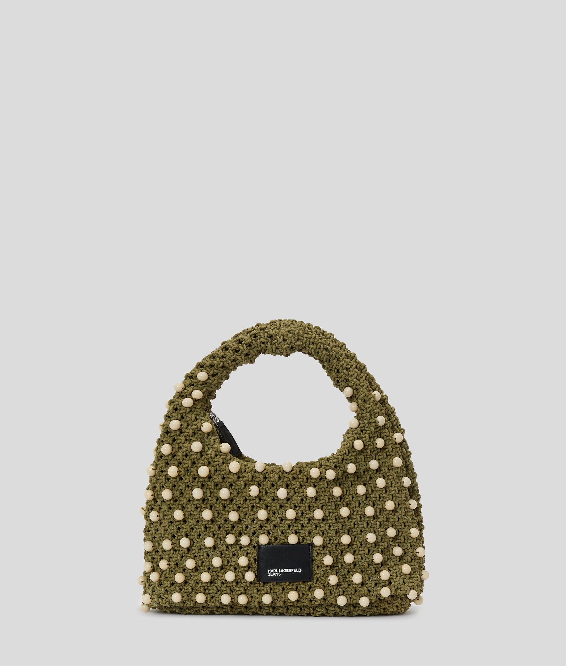 CROCHET BEADED TOP-HANDLE BAG