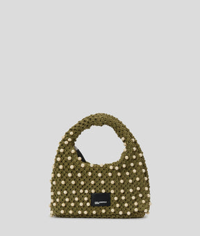 CROCHET BEADED TOP-HANDLE BAG