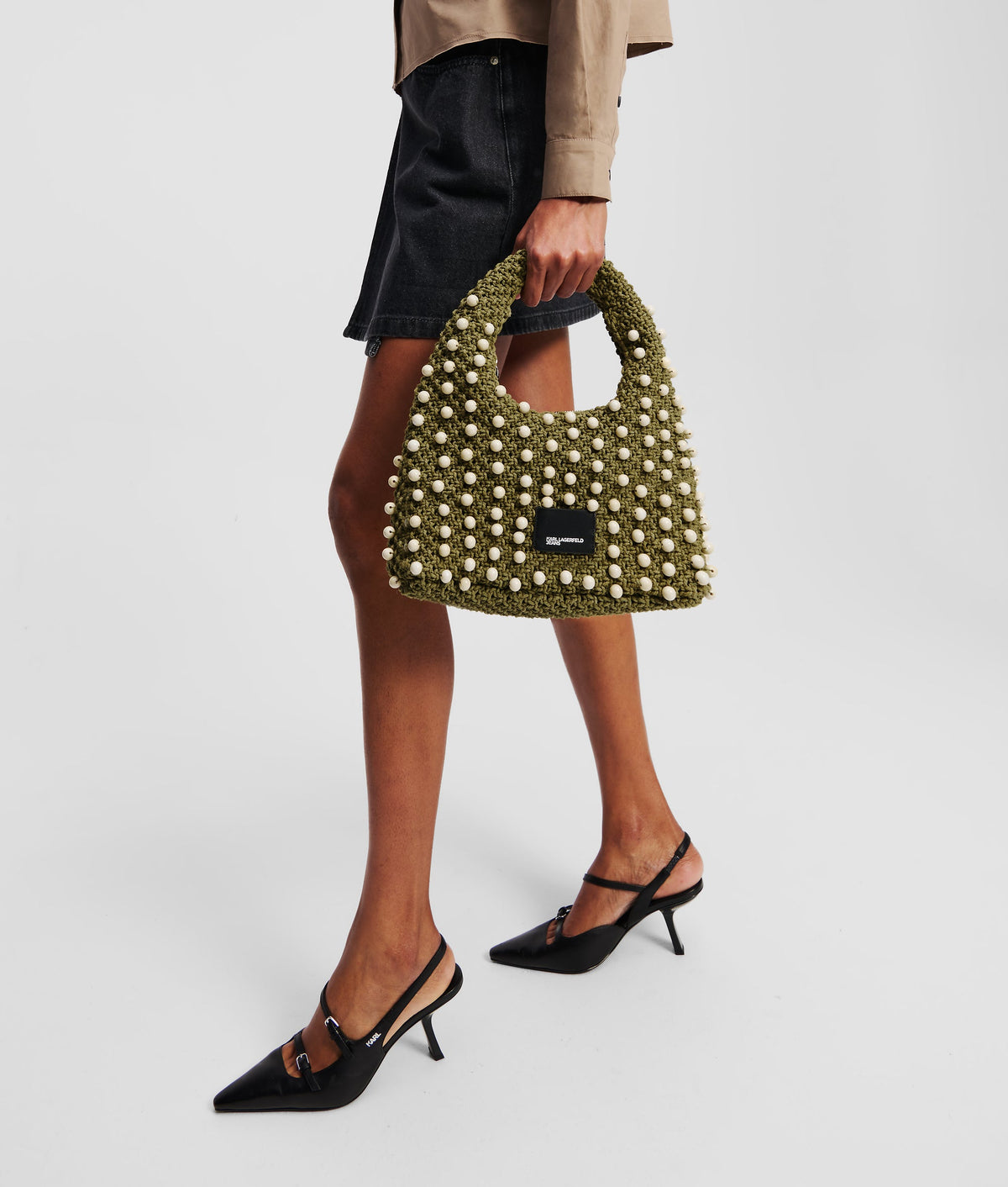 CROCHET BEADED TOP-HANDLE BAG