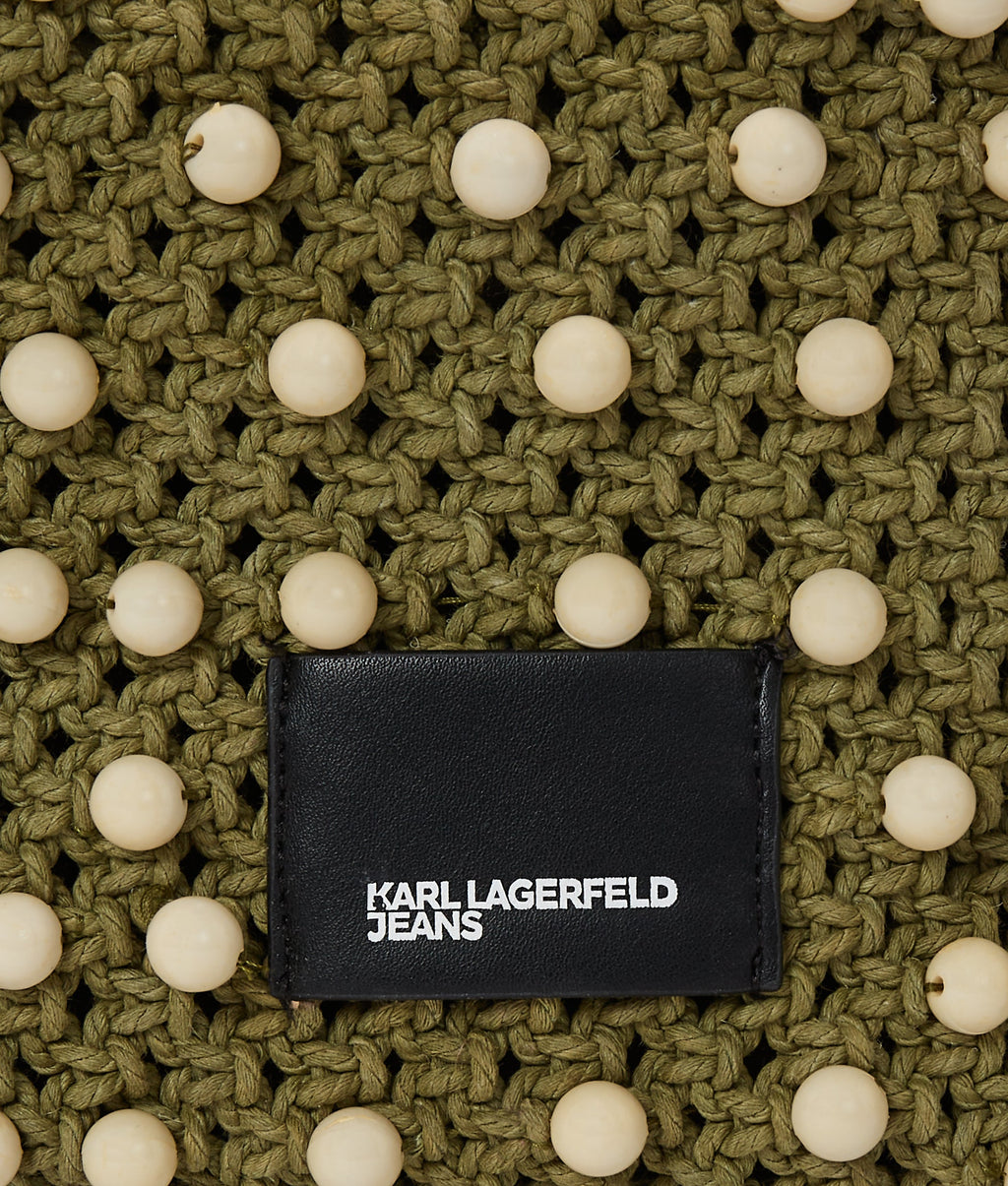 CROCHET BEADED TOP-HANDLE BAG