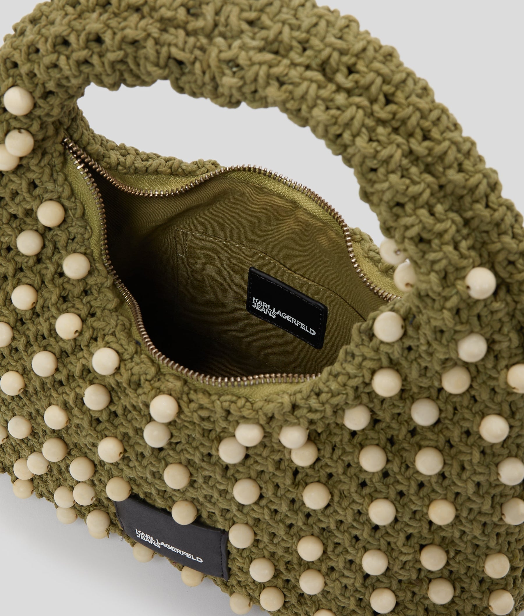 CROCHET BEADED TOP-HANDLE BAG