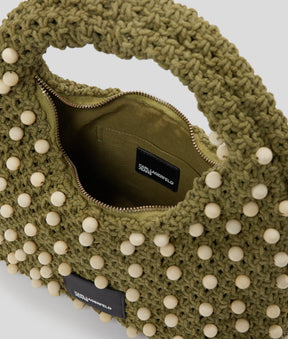 CROCHET BEADED TOP-HANDLE BAG