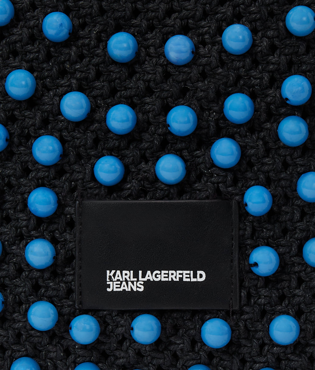 CROCHET BEADED TOP-HANDLE BAG