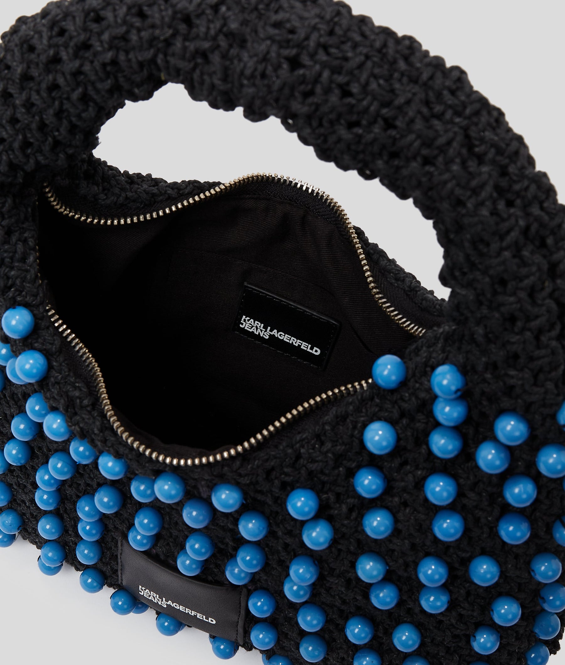 CROCHET BEADED TOP-HANDLE BAG