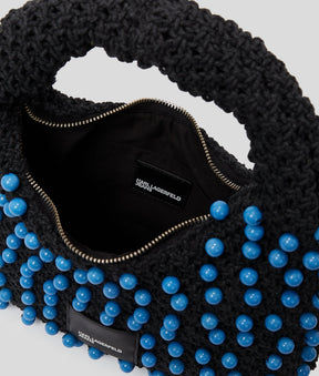 CROCHET BEADED TOP-HANDLE BAG