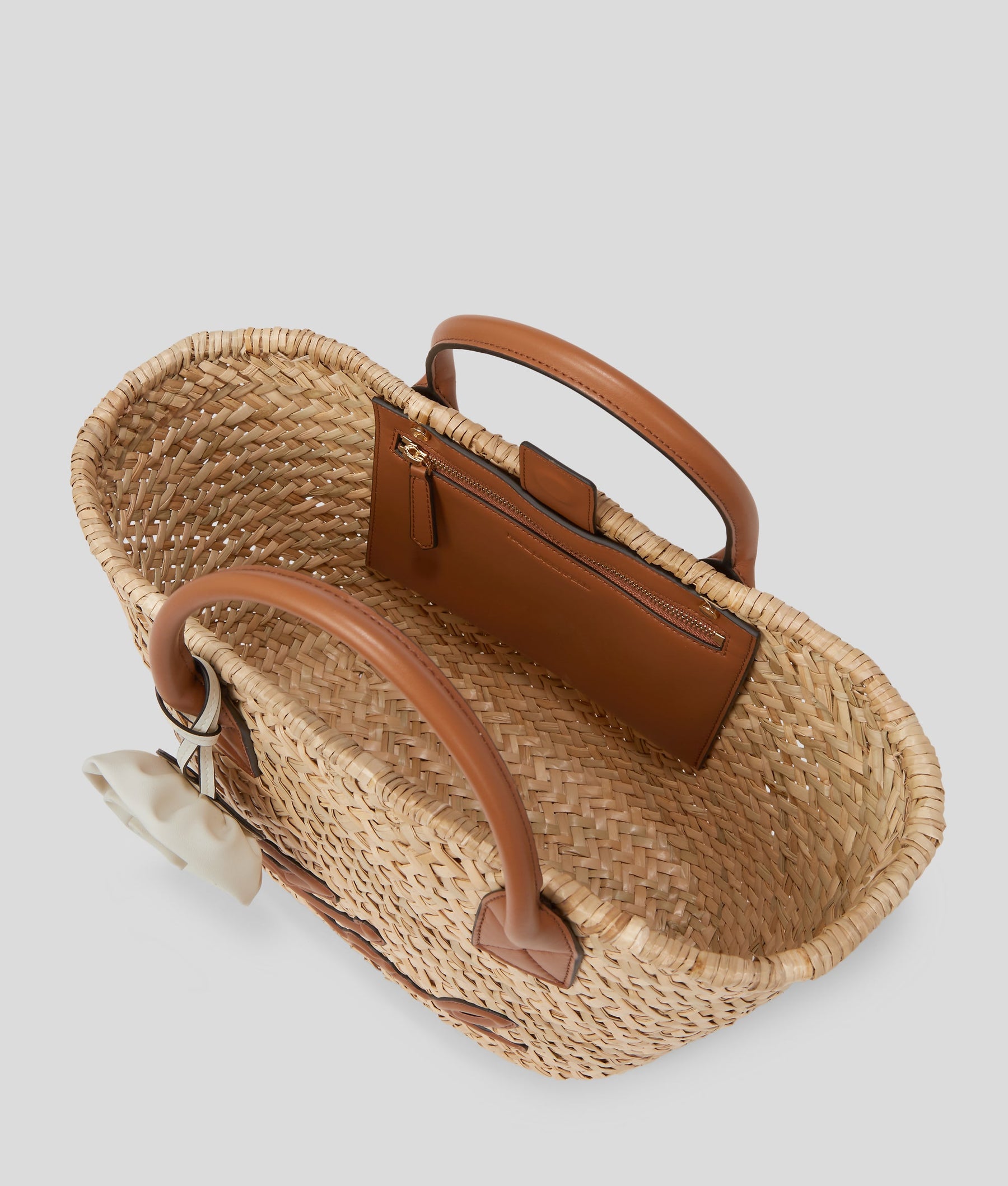 K/SIGNATURE MEDIUM RAFFIA TOTE BAG