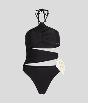 FLOWER HALTER-NECK SWIMSUIT