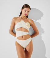 FLOWER HALTER-NECK SWIMSUIT