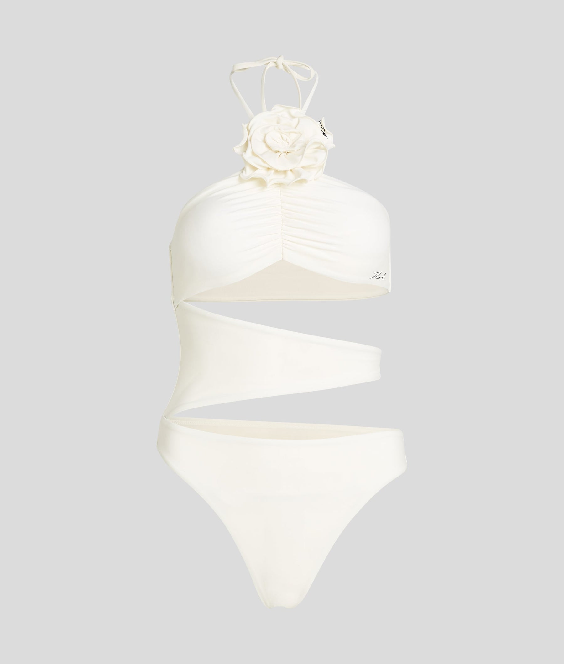 FLOWER HALTER-NECK SWIMSUIT