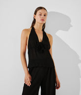 FLOWER PLEAT HALTER TOP