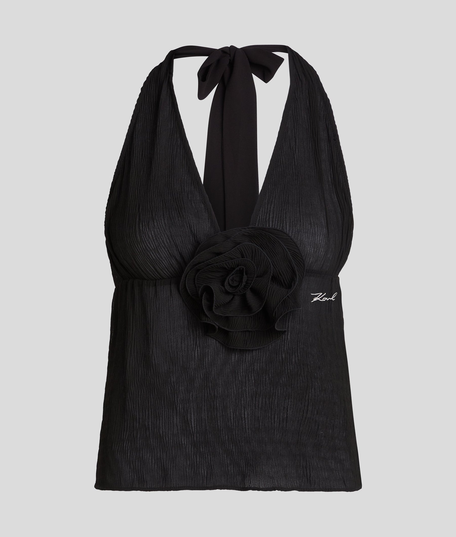 FLOWER PLEAT HALTER TOP