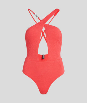 K/SIGNATURE TEXTURED CROSSOVER SWIMSUIT
