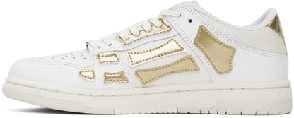 AMIRI White & Gold Metallic Skel Top Low Sneakers