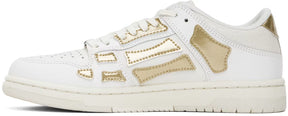 AMIRI White & Gold Metallic Skel Top Low Sneakers
