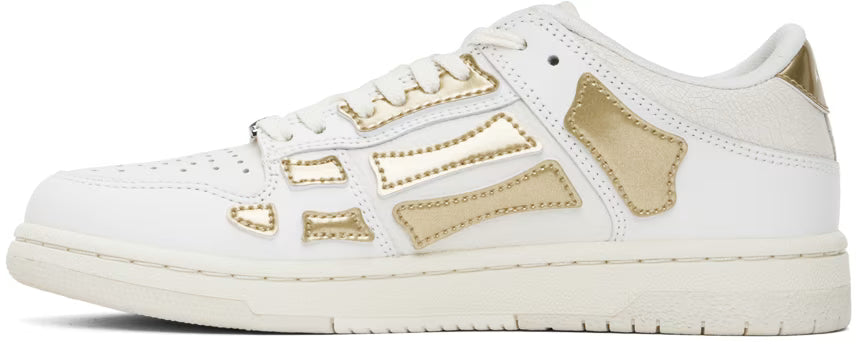 AMIRI White & Gold Metallic Skel Top Low Sneakers
