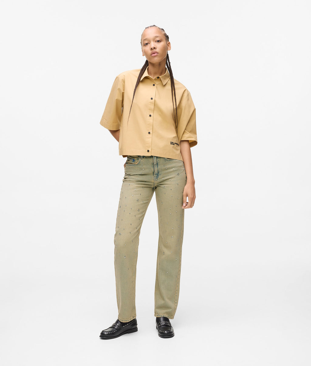 STUDDED HIGH-RISE STRAIGHT JEANS