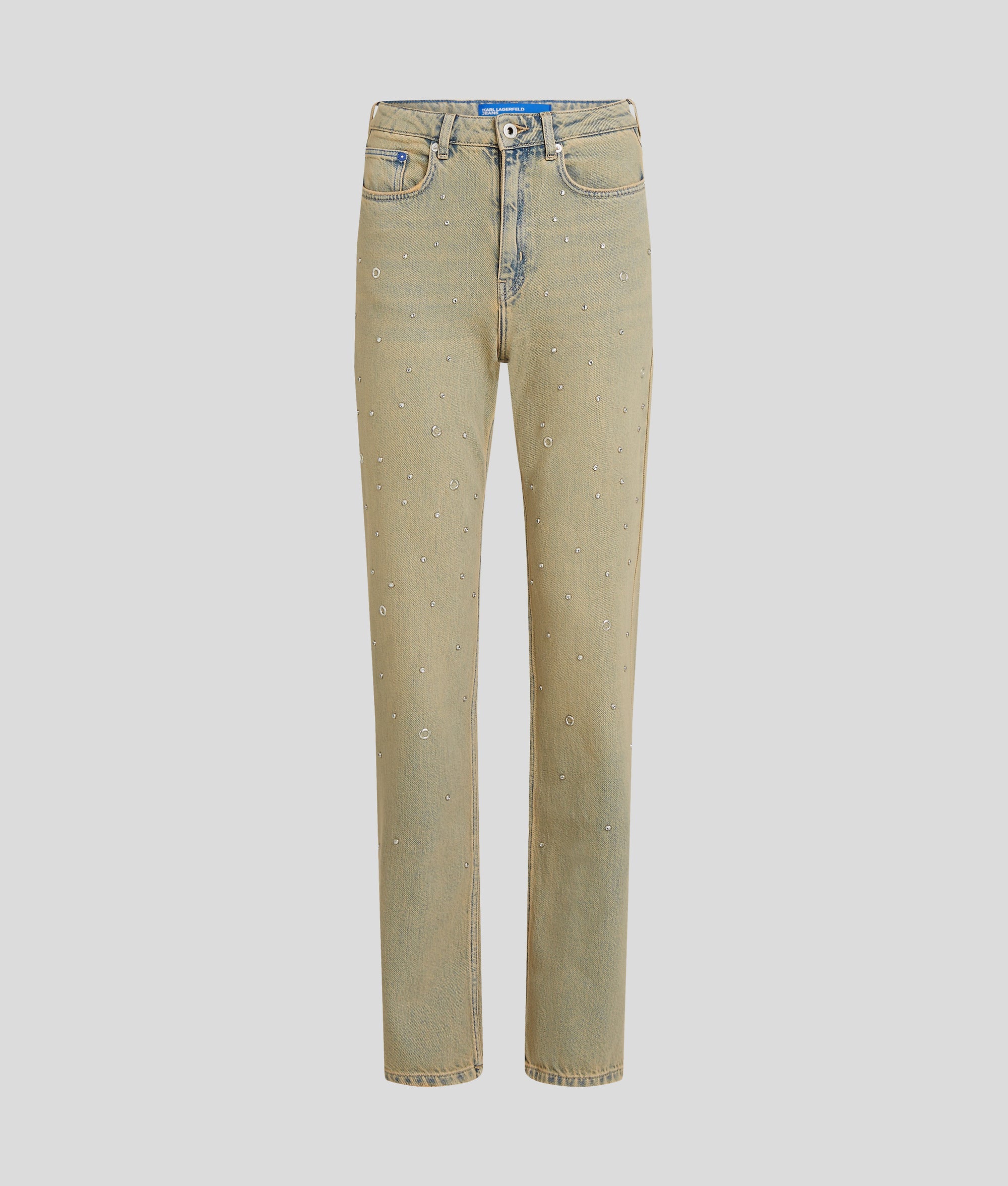 STUDDED HIGH-RISE STRAIGHT JEANS