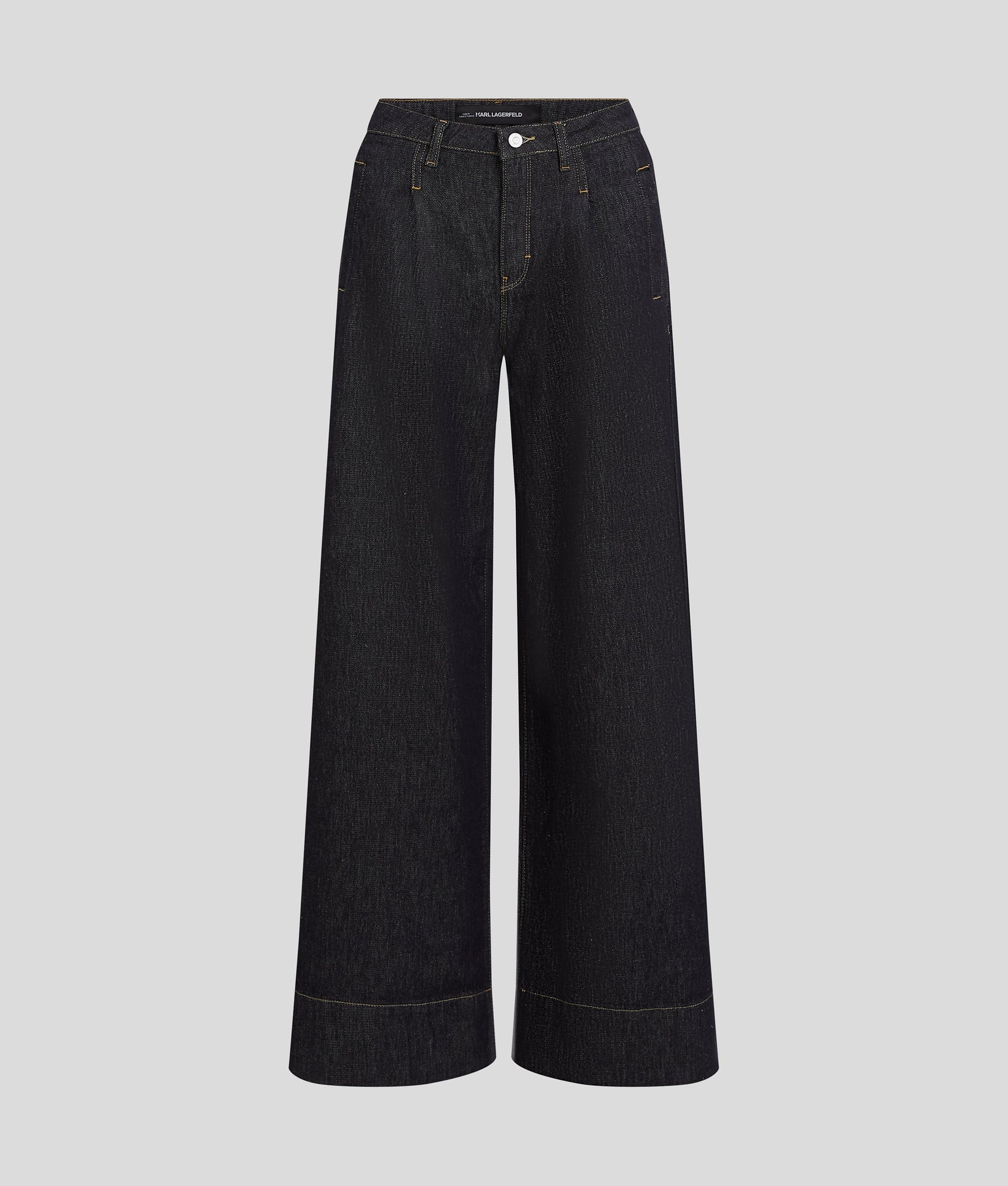 CONTRAST STITCH WIDE-LEG TROUSERS