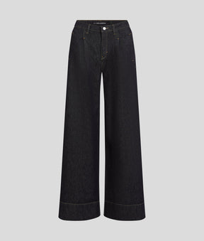 CONTRAST STITCH WIDE-LEG TROUSERS