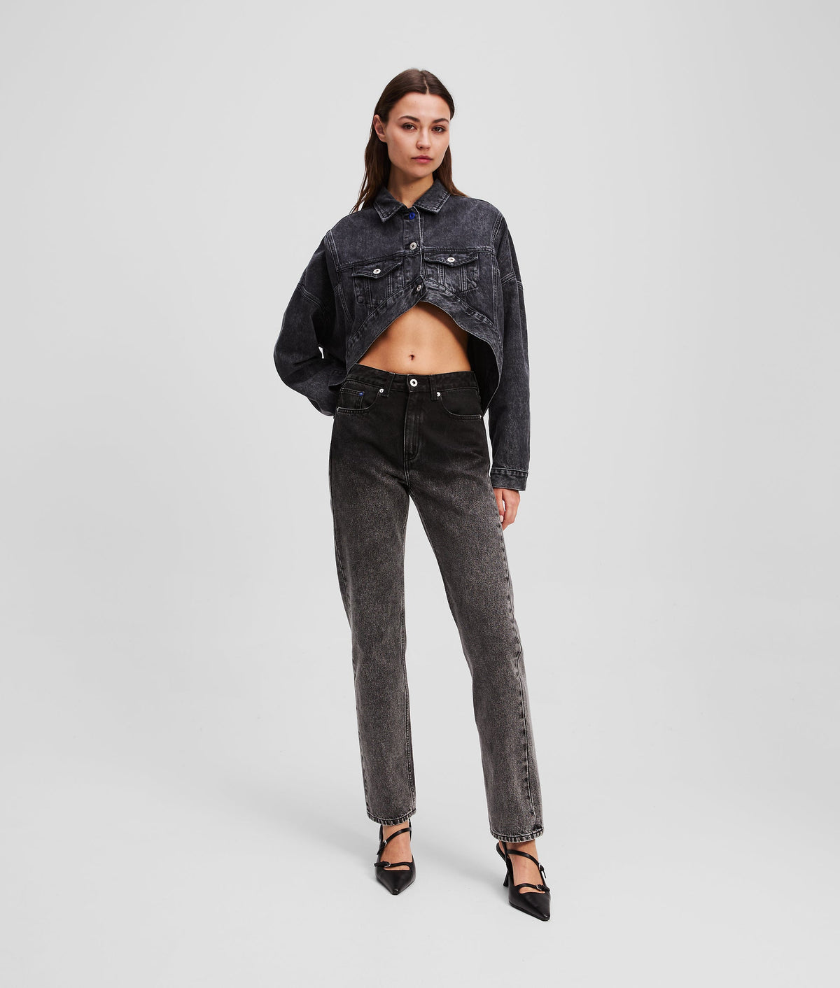 OMBRÉ HIGH-RISE STRAIGHT TROUSERS
