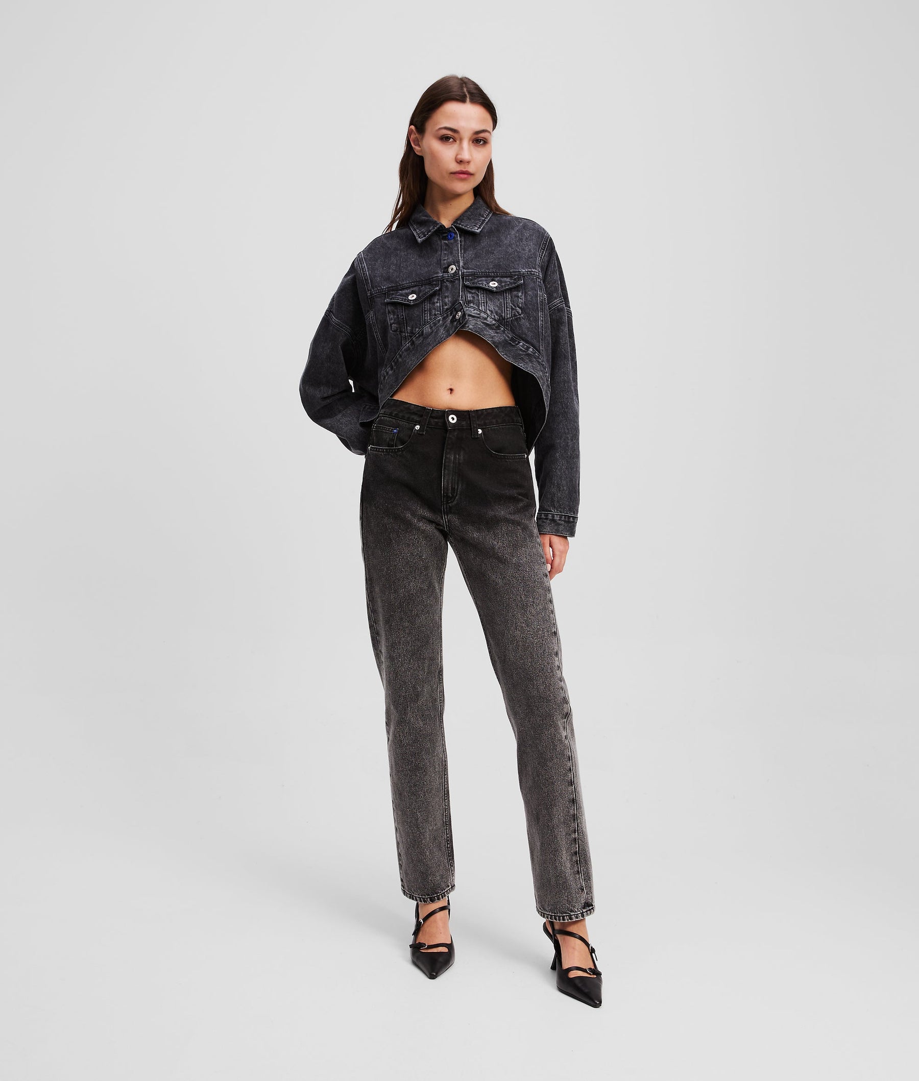 OMBRÉ HIGH-RISE STRAIGHT TROUSERS