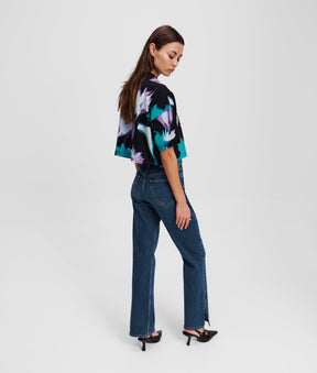 SPLIT-HEM HIGH-RISE STRAIGHT TROUSERS