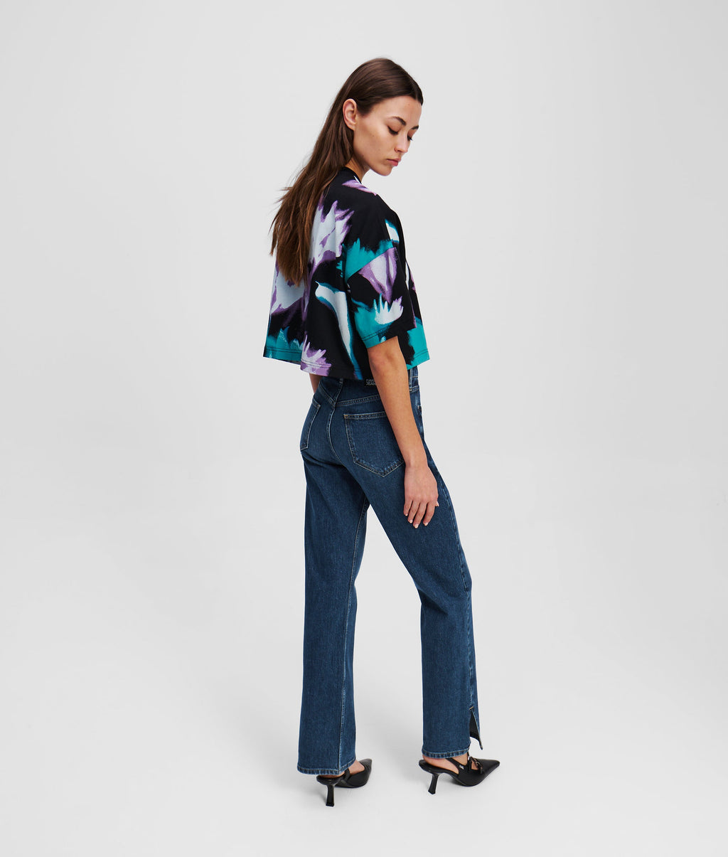 SPLIT-HEM HIGH-RISE STRAIGHT JEANS