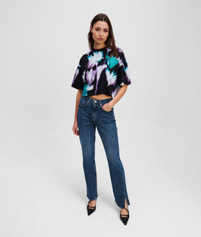 SPLIT-HEM HIGH-RISE STRAIGHT TROUSERS