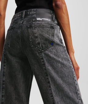 TWO-TONE MID-RISE RELAXED TROUSERS
