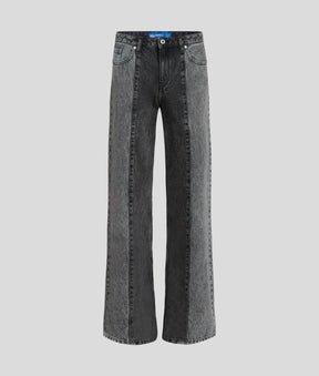 TWO-TONE MID-RISE RELAXED TROUSERS