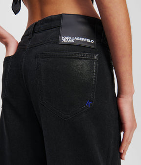 COATED MID-RISE RELAXED TROUSERS