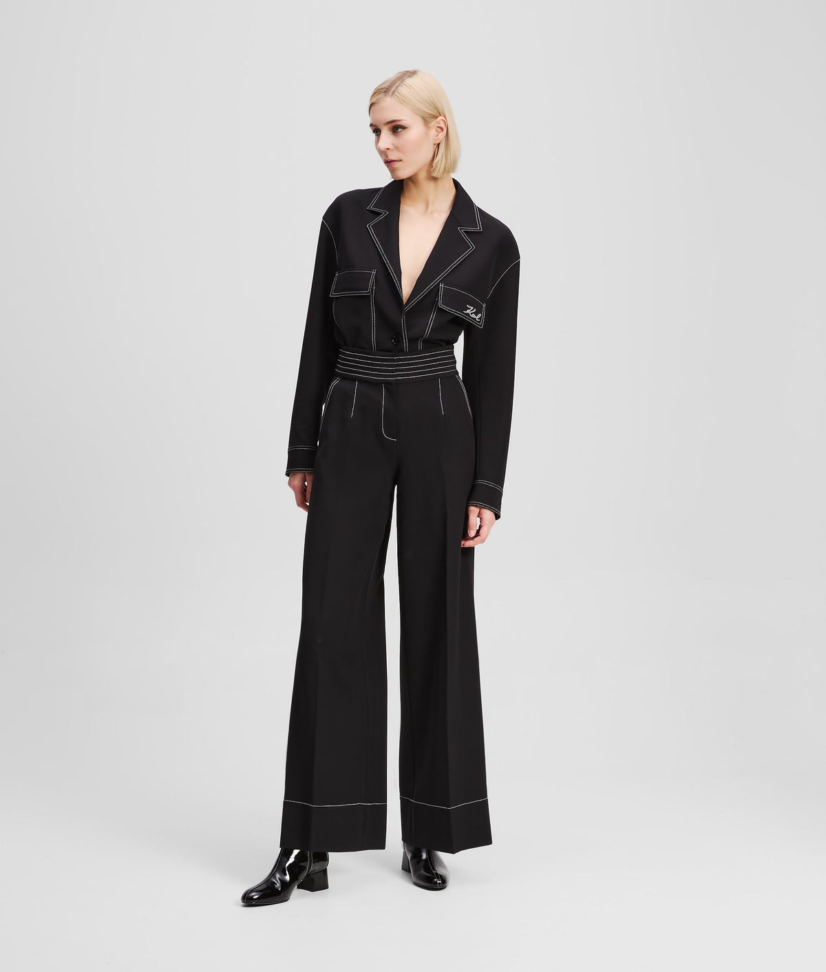 CONTRAST STITCH TROUSERS