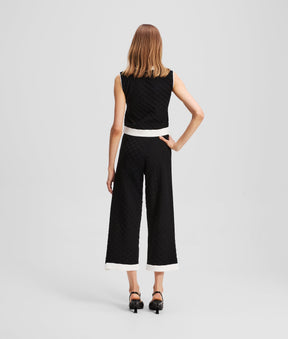 CONTRAST PIPING KNITTED TROUSERS