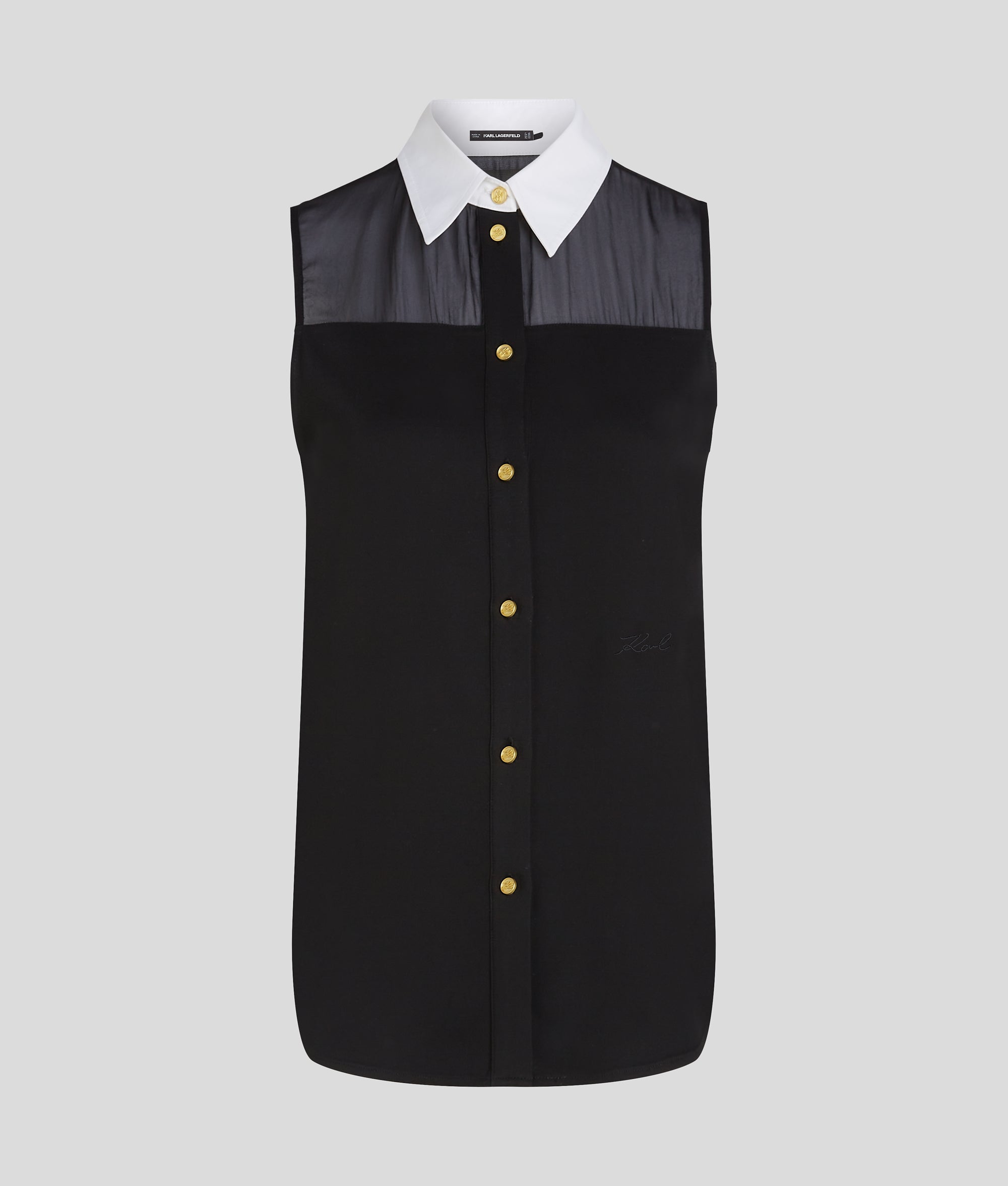 POPLIN COLLAR SLEEVELESS BLOUSE