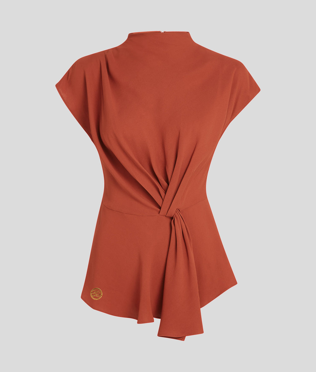 SHORT-SLEEVED KNOTTED BLOUSE