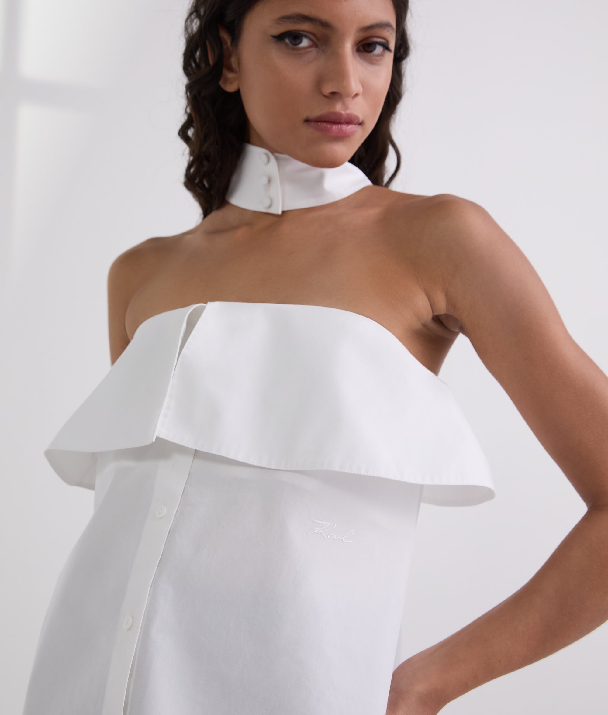 STRAPLESS POPLIN SHIRT